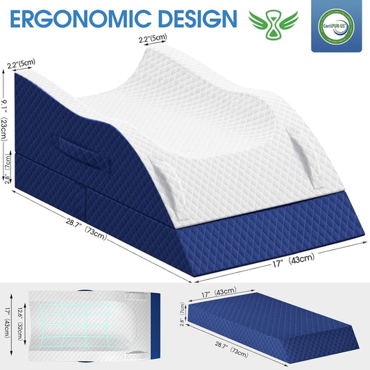 TranquilRelax Elevation Pillows for Leg After Surgery, Memory Foam Adjustable Wedge Pillow for Injury or Rest, Ankle Pillow for Sleeping Blood Circulation, Grey/Single Leg
