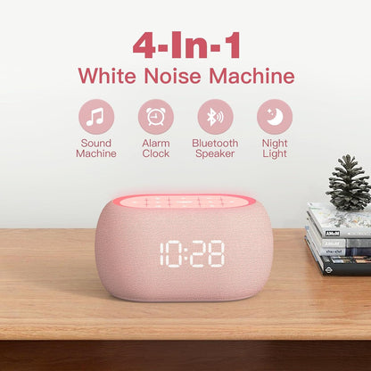 ANJANK White Noise Sound Machine Alarm Clock with Bluetooth Speaker, 21 Relaxing Sounds, 7 Night Lights,0-100% Dimmer/Sleep Timer/30-Level Volume Control,Sound Machine for Kids Adults Sleeping,Bedroom