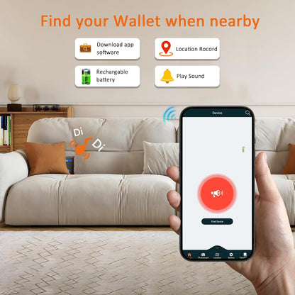 Smart Tracker Wallet for Men,Compatible with Android and Ios, Mens Wallet GPS Tracker Card Holder With Men Gift for Christmas. (Carbon Black) (iOS & Android)