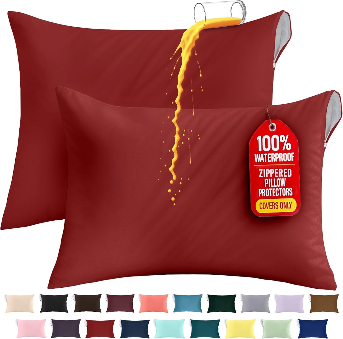 Utopia Bedding Premium 100% Waterproof Pillow Protectors with Zipper Standard Size (Set of 4), Bed Bug and Dust Mite Proof Zippered Pillow Covers, Pillow Encasement Cases, Gray