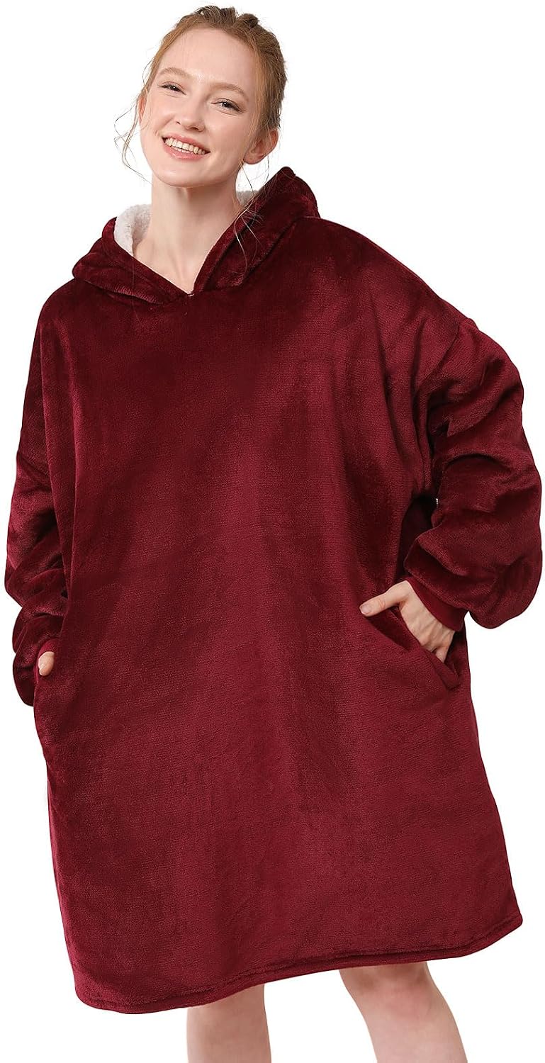 LetsFunny Blanket Hoodie,Oversized Wearable Sherpa Fleece Blanket Sweatshirt,Super Soft Warm Cozy with Giant Pocket,Gifts for Women Men Adults Teenagers, One Size Fits All