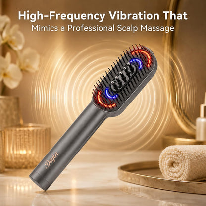 Dayln Electric Scalp Massager Hair Oil Applicator, Cordless Vibration Head Massager, Red Light Hair Brush, Deep Clean Comb for Home & Travel Silver