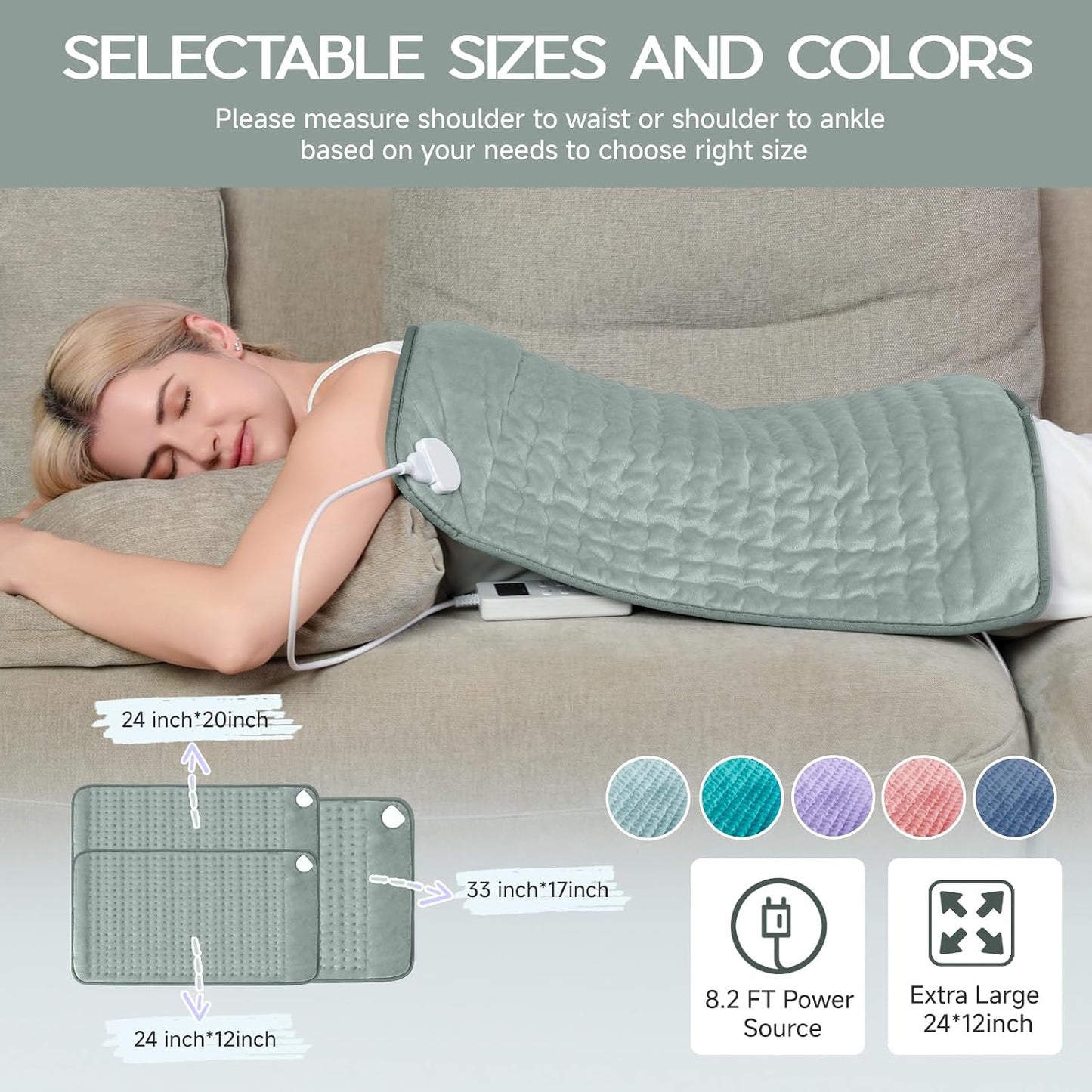 Heating Pad for Period Cramps, Heating Pad for Back/Neck/Shoulder Muscle Pain, 6 Heating & 4 Timer Setting, Auto Shut Off, Dry/Moist Heat & Machine Washable, Birthday Christma s Gifts for Women Mom