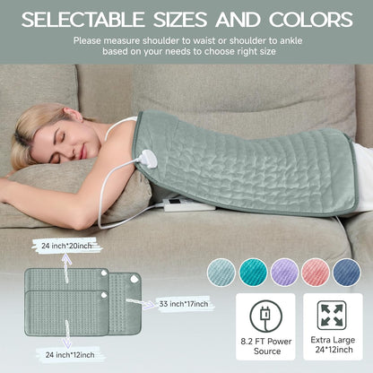 Heating Pad for Period Cramps, Heating Pad for Back/Neck/Shoulder Muscle Pain, 6 Heating & 4 Timer Setting, Auto Shut Off, Dry/Moist Heat & Machine Washable, Birthday Christma s Gifts for Women Mom