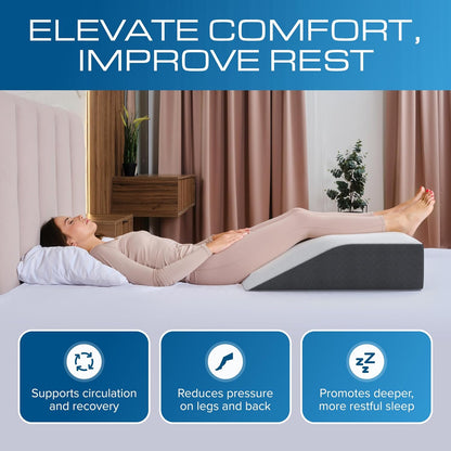 Kolbs Bed Wedge Pillow for Sleep Apnea, FSA Eligible Acid Reflux, and Back Pain Relief, with Chic Jacquard Cover - Headboard Wedges for Sleeping (5" Gentle Incline)
