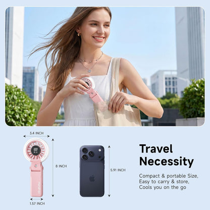 HandFan 4000mAh Handheld Turbo Misting Fan, 100 levels Adjustable High Speed Mister Fan, Portable Spray Water Mist Fans, Foldable Mini Hand Fans for Summer Beach Travel Concerts Disney(Royal Blue)