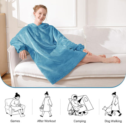 LetsFunny Blanket Hoodie,Oversized Wearable Sherpa Fleece Blanket Sweatshirt,Super Soft Warm Cozy with Giant Pocket,Gifts for Women Men Adults Teenagers, One Size Fits All