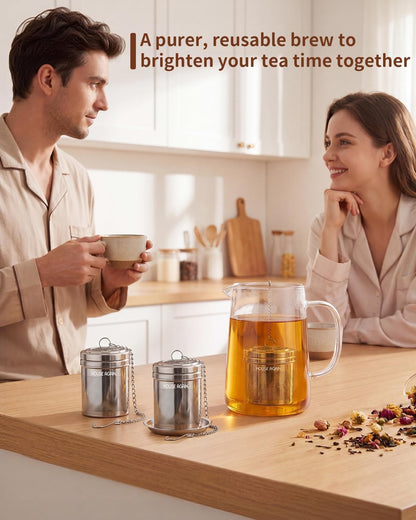 House Again 2 Pack Tea Infuser, Extra Fine Mesh Tea Infusers for Loose Tea, 18/8 Stainless Steel Tea Strainer with Extended Chain Hook, Tea Steeper for Brew Tea, Spices & Seasonings