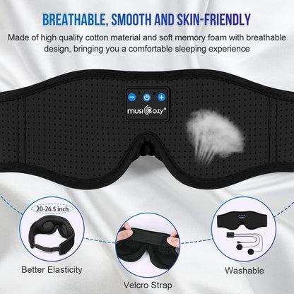 MUSICOZY Sleep Headphones Bluetooth 5.4 Headband Sleeping Eye Mask for Mom Women Men Wireless Music Earbuds Earphones for Side Sleepers Built-in HD Speakers Cool Gadgets Unique Gifts