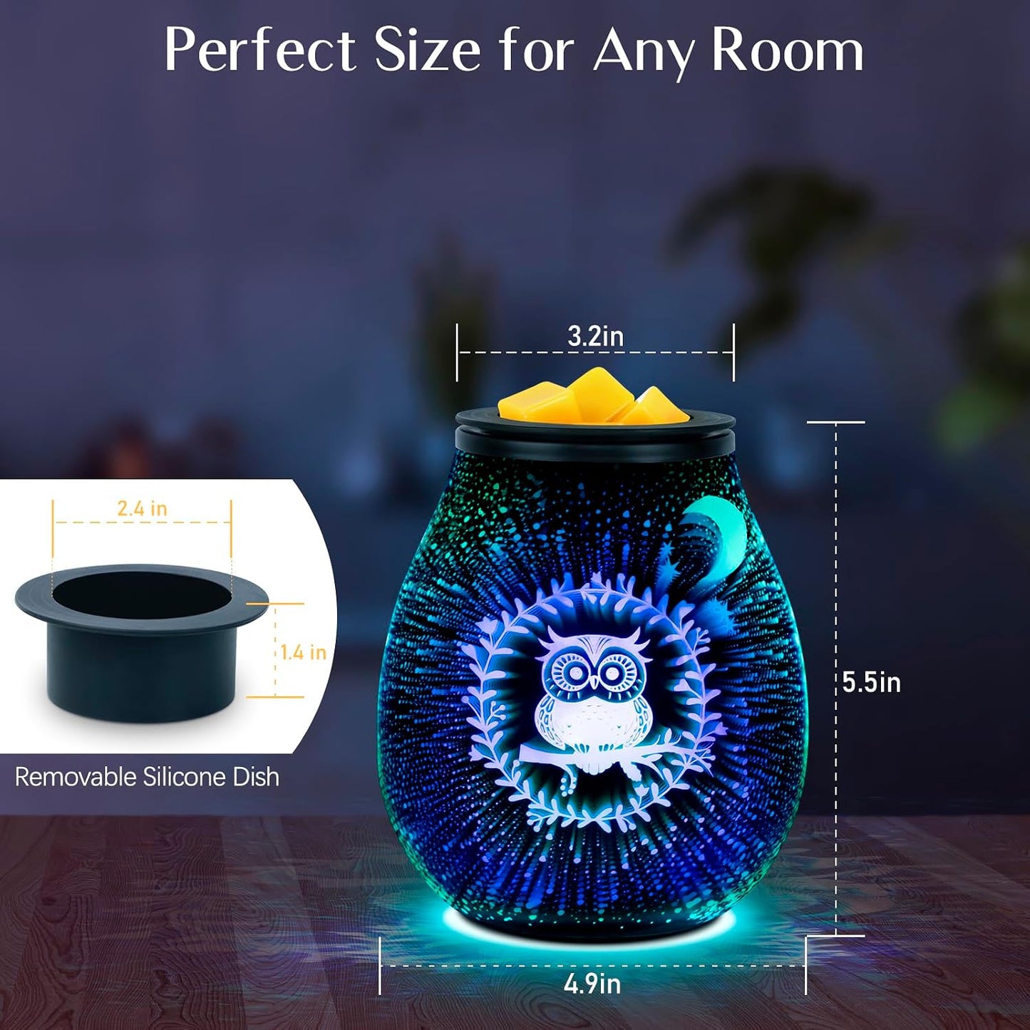 Wax Melt Warmer for Scented Wax- Glass Wax Melter for Home Fragrance with Removable Tray, Essential Oil Warmer Wax Cubes Burner Aroma Night Light for Home Office Bedroom Decor Gifts for Women