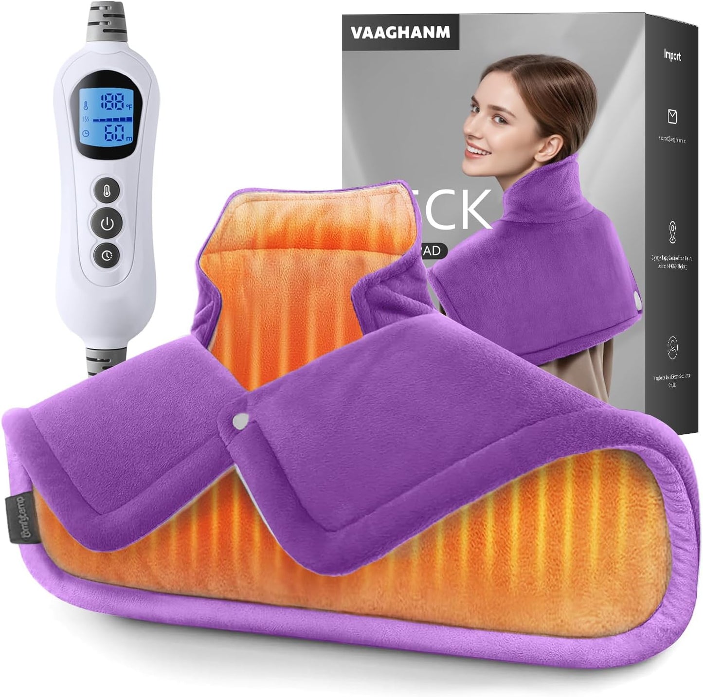 VAAGHANM Heating Pad: Electric Heat Pad -Weighted Instant Heating Pads for Neck and Shoulders-6 Heat Options & 6 Auto Timer Mode-Gift for Women Mom