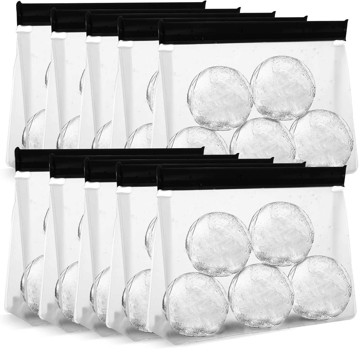 6 Pack Reusable Ice Storage Bags, 10 x 7.3 x 2.2in Leak Proof Ice Bags With Secure Zip Close Design, Bpa-Free