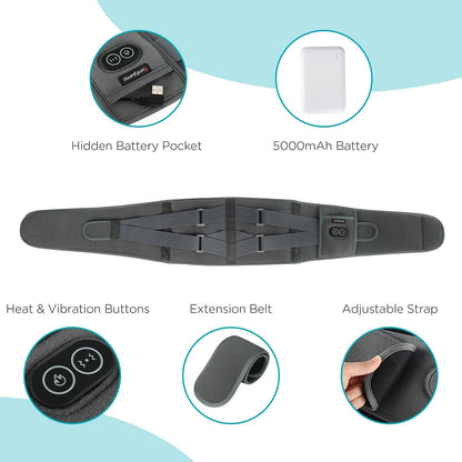 Comfytemp Cordless Heating Pad with Massager for Back, Birthday Gifts for Women Men, FSA Eligible HSA Portable Lower Back Massager Rechargeable Wireless Electric, Mom Dad Seniors 3 Heat 30mins Off