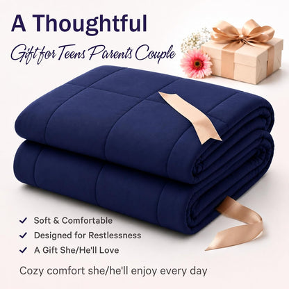Weighted Lap Blanket for Adults 5lbs, 24"x29" Cooling Heavy Throw Blanket, Portable Travel Weighted Blankets, Soft Small Blankets Gift for Sleeping, Navy Blue