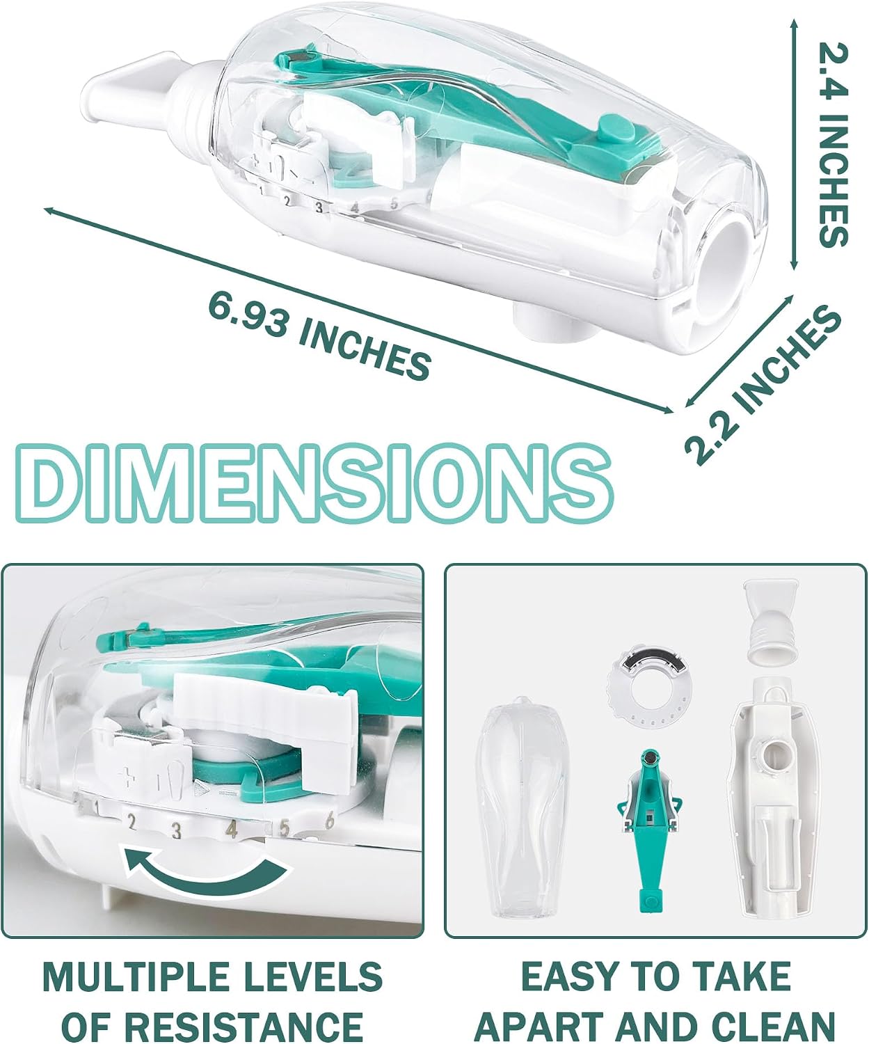 DEFUNX Breathing Exercise Device for Lungs - Flutter Valve Mucus Removal Device - Breath Trainer Green
