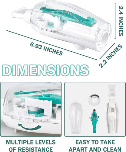 DEFUNX Breathing Exercise Device for Lungs - Flutter Valve Mucus Removal Device - Breath Trainer Green