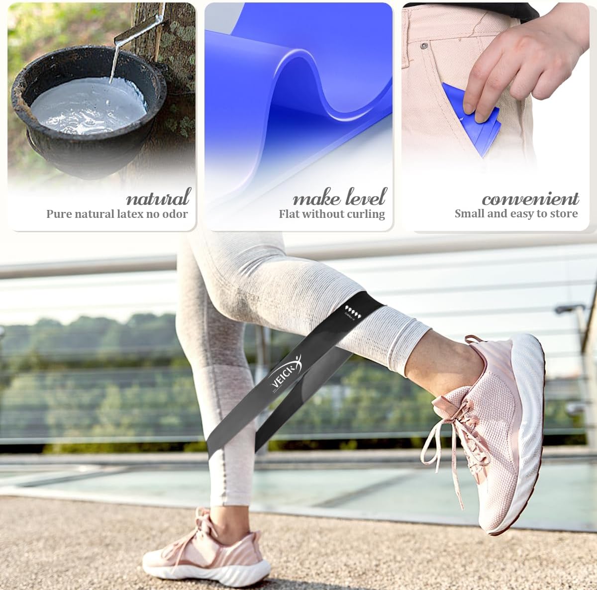VEICK Resistance Loop Bands Set of 5, Exercise Bands with 5 Resistance Levels, Stackable Workout Bands for Strength Training, Pilates, Fitness Gear for Men Women Home Gym Office Travel