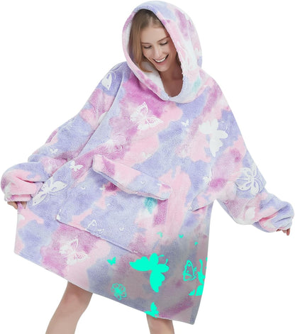 Fiosnow Sun and Moon Blanket Hoodies for Women and Men Adult Oversize Wearable Blanket Hoodies for Soft and Warm