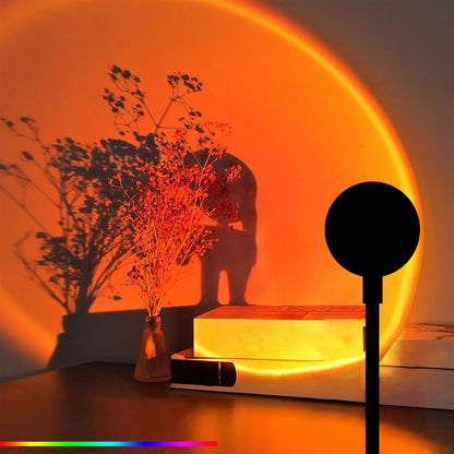 Sunset Projector - USB Charging Lamp with 7 Colors, 360° Rotating LED Light, Button Control, Plug and Play, Mood Lighting | Sunrise Bedroom Night Light for Gathering, Live Streaming, Room
