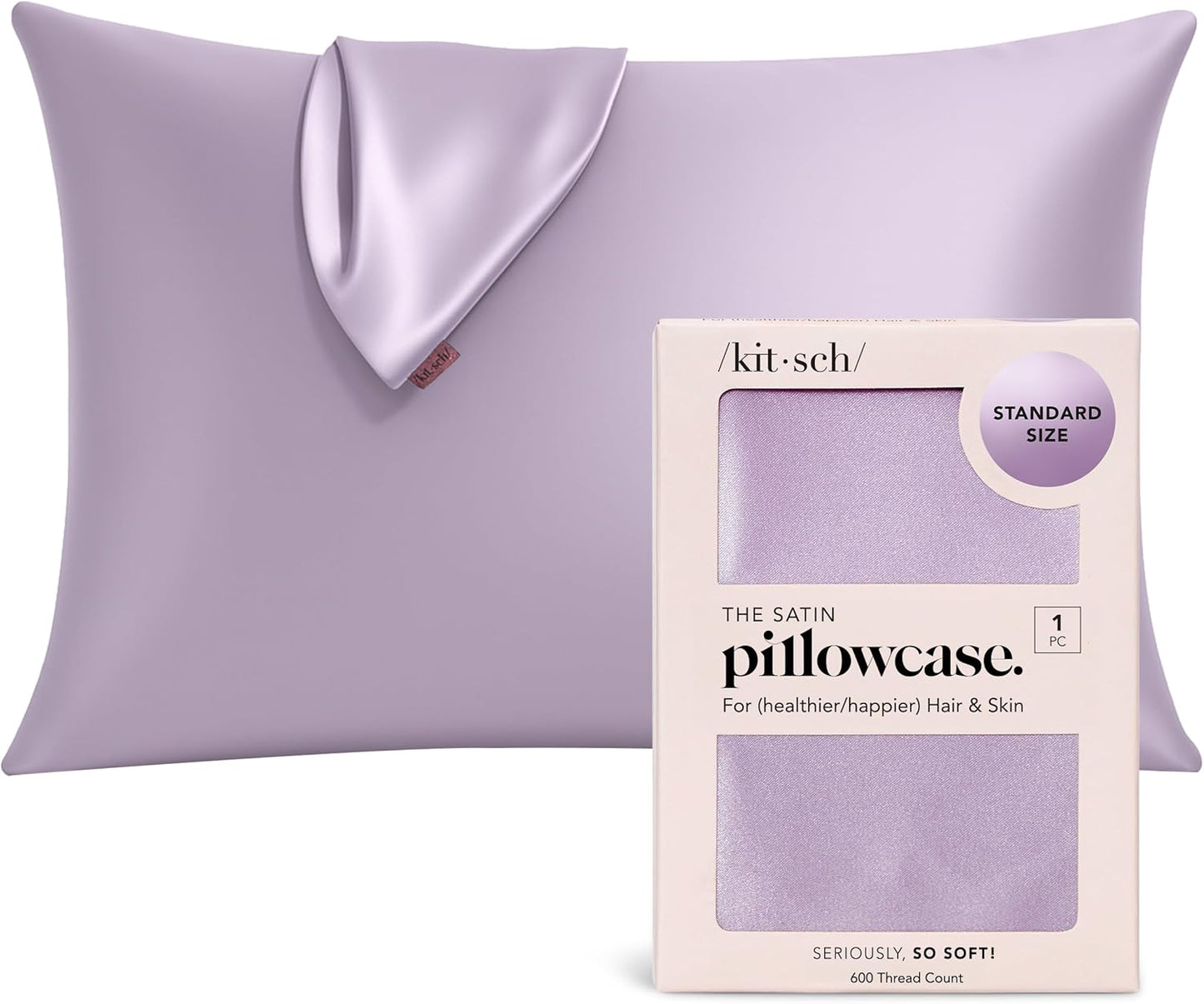 Kitsch Satin Pillowcase with Zipper for Hair & Skin - Softer Than Silk Pillow Cases, Smooth Cooling Satin Pillow Case, Wrinkle-Free, Machine Washable - Pillow Cases Standard Size (19x26) - Blush