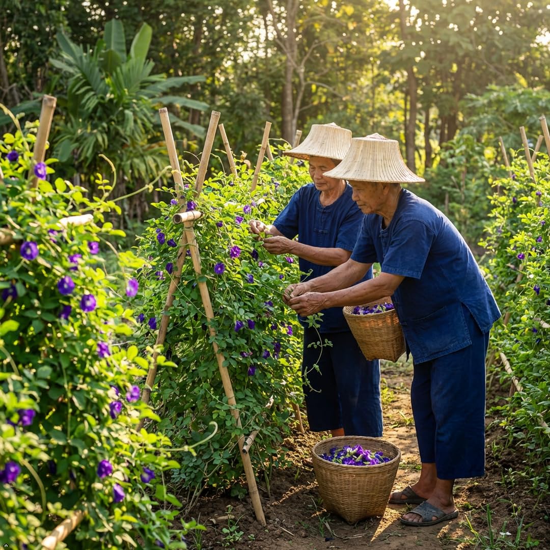 INCAS 100% USDA Organic Butterfly Pea Flower 1.76 oz (150+ Cups) DIRECT FROM SOURCE Thailand Non GMO Verified Dried Caffeine Free Gluten Free Vegan Rich in Antioxidants Free eBook (50G)