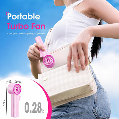 Ausic Portable Handheld Misting Fan, Pink Turbo Fans with Mist, High-Speed, Personal Small Water Spray Fan, Outdoor Cooling Rechargeable Battery Pocket Fans for Kids/Travel/Makeup/Shopping