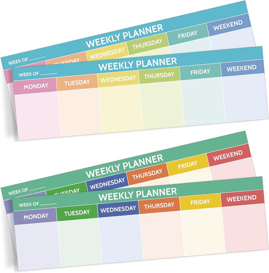 200 Sheets Horizontal Weekly Planner Sticky Notepad 2.8 x 9.5 Inch Adhesive Weekly Schedule Pad to Do List Notepad Weekly Calendar Pad for Planner Reminder Studying Office School Supplies (Colorful)