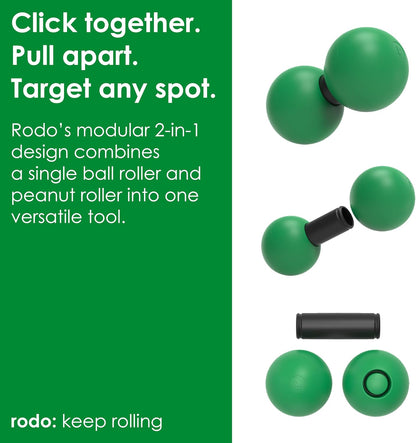 Rodo 2-in-1 Soft Peanut & Lacrosse Ball Roller | Deep Tissue Massage Tool for Fascia, Plantar Fasciitis, Hips & Back | Mobility & Recovery Roller | Compact, Travel-Friendly, Pilates & Therapy Ready