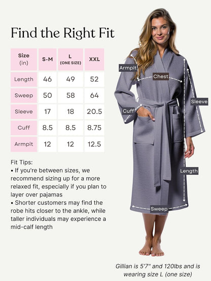 Turquaz Womens Lightweight Waffle Kimono Bathrobe for Men - Soft Quick-Dry Spa & Summer Towel Robe, Cotton Blend