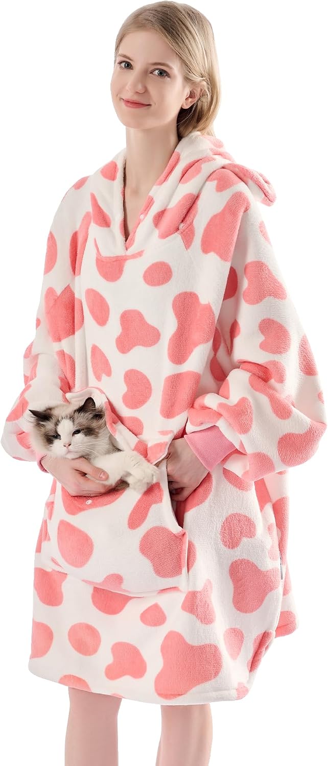 Krifey Wearable Blanket Hoodie, Oversized Sherpa Hooded Blanket for Adults | Soft sherpa fleece with sleeves and pocket; oversized fit for lounging, WFH, camping, Christmas and white elephant gifts.