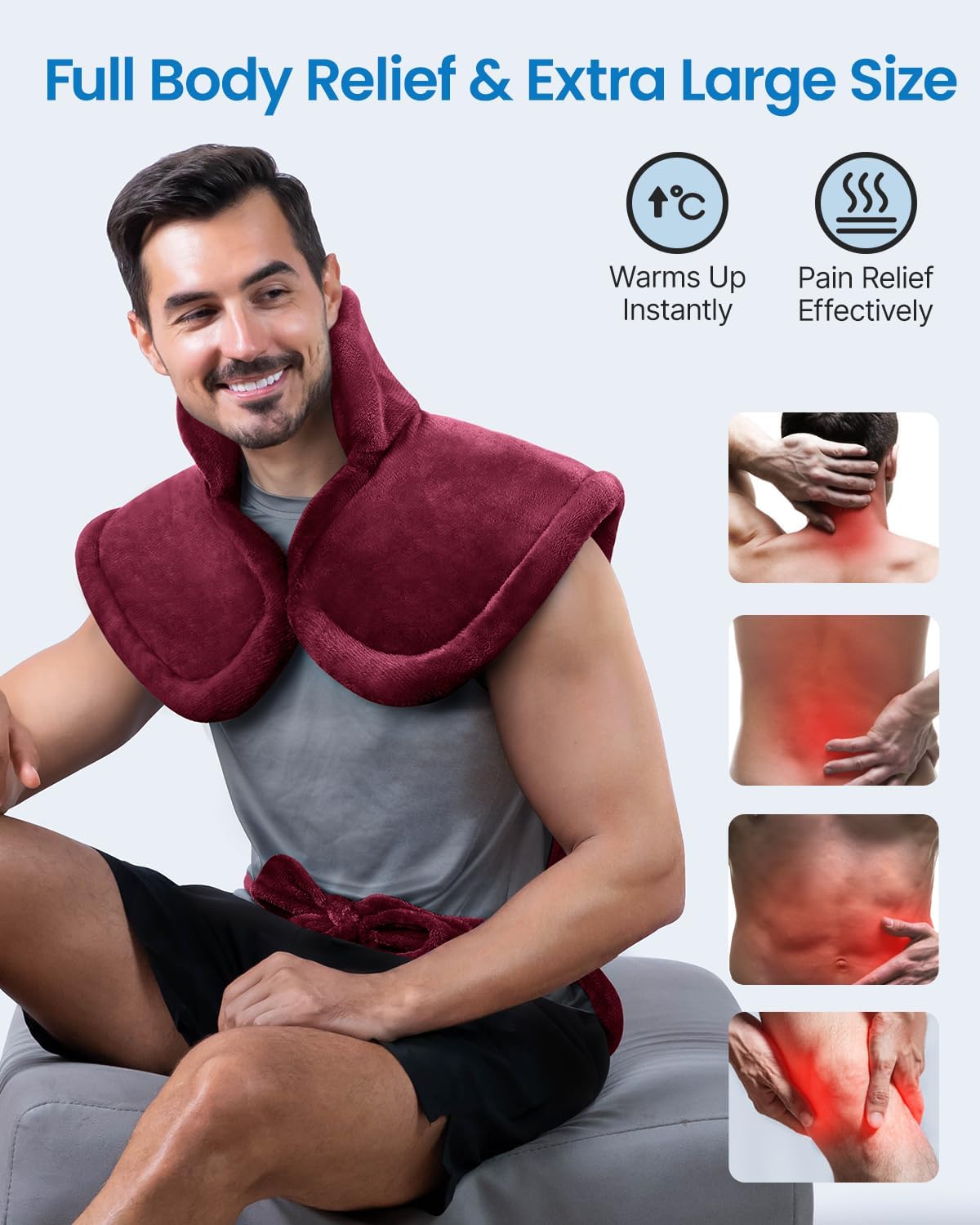 RENPHO Fathers Day Dad Gifts, Electric Heating Pad - 6 Heat Levels for Neck Shoulder and Back, Birthday Gifts for Women Men, Weighted Pad for Snug Fit, ETL Certified, FSA Eligible, 24"x33" Gray
