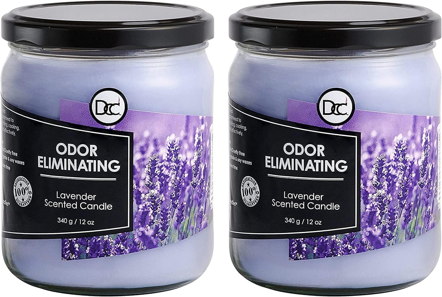 Vanilla Bean Odor Eliminating Highly Fragranced Candle - Eliminates 95% of Pet, Smoke, Food, and Other Smells Quickly - Up to 80 Hour Burn time - 12 Ounce Premium Soy Blend - Colors B