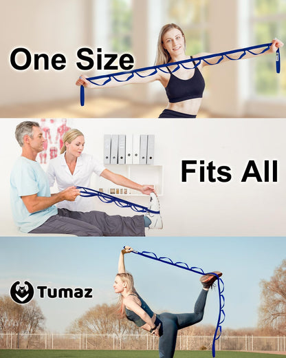 Tumaz Stretching Strap - 10 Loops & Non-Elastic Yoga Strap - Perfect Home Workout Stretch Strap for Physical Therapy, Yoga, Pilates, Flexibility