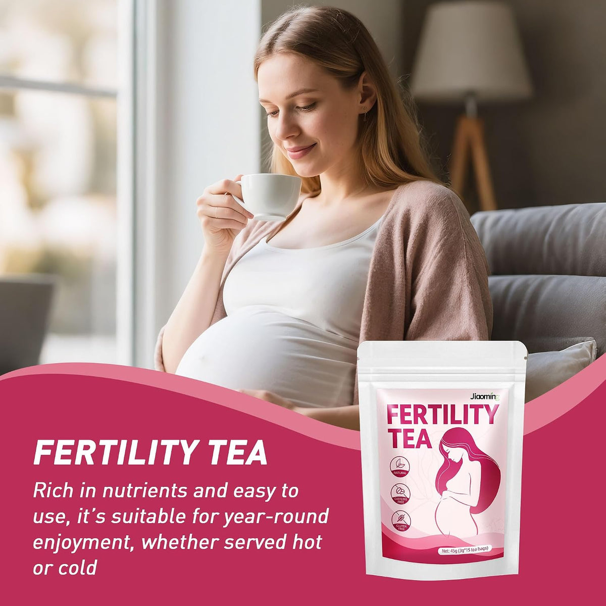 Jiaoming Fertility Tea for Women, Be An Easy Mama to Help With Conception Ovulation, Chinese Natural Herbal Female Hormone Balance Teabags