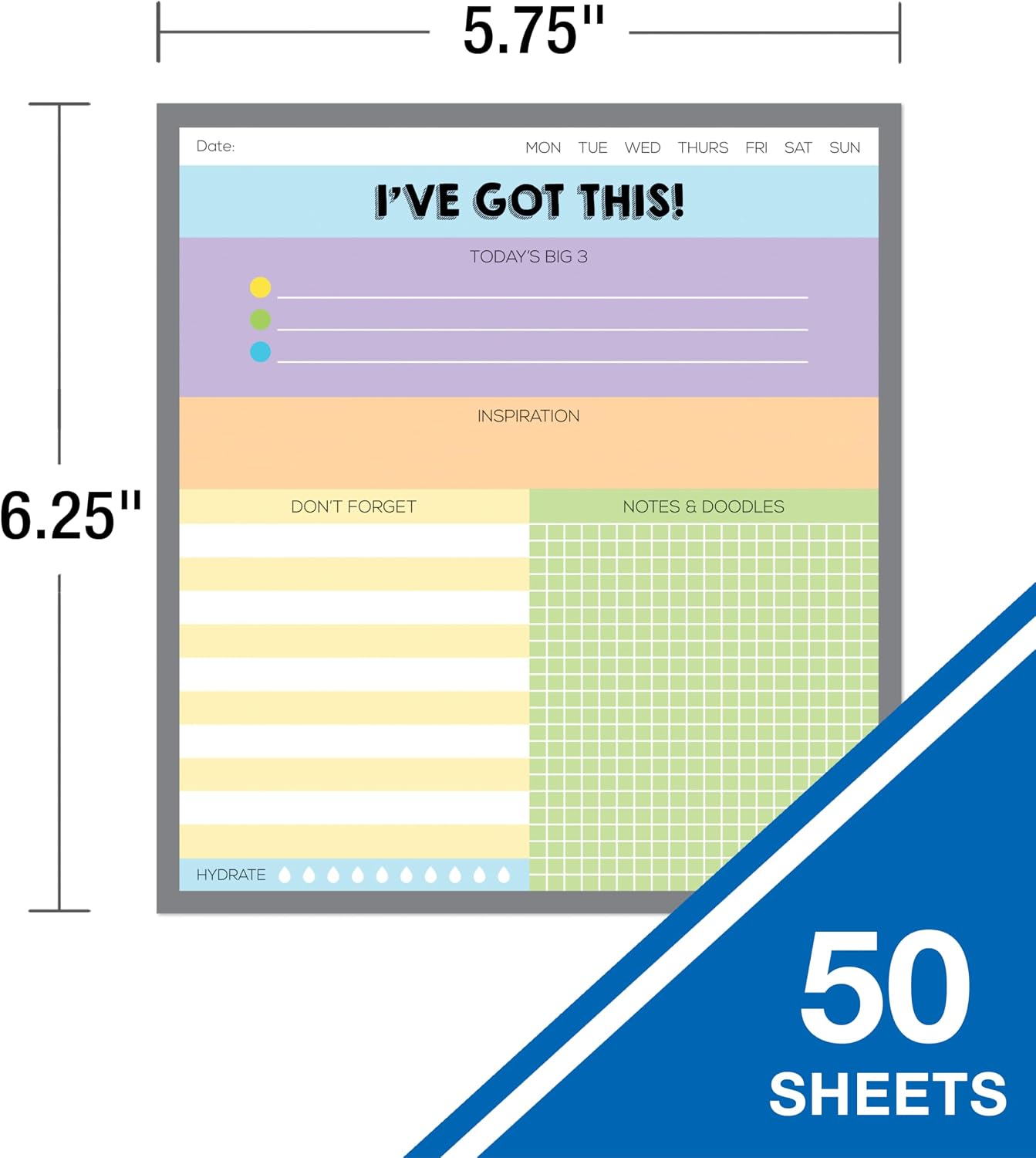 Carson Dellosa Aim High To Do List Notepad―5.75" x 6.25" Paper Stationery, Daily Checklist, Goals, Reminders, Notes, Motivational Organizer (50 sheets)