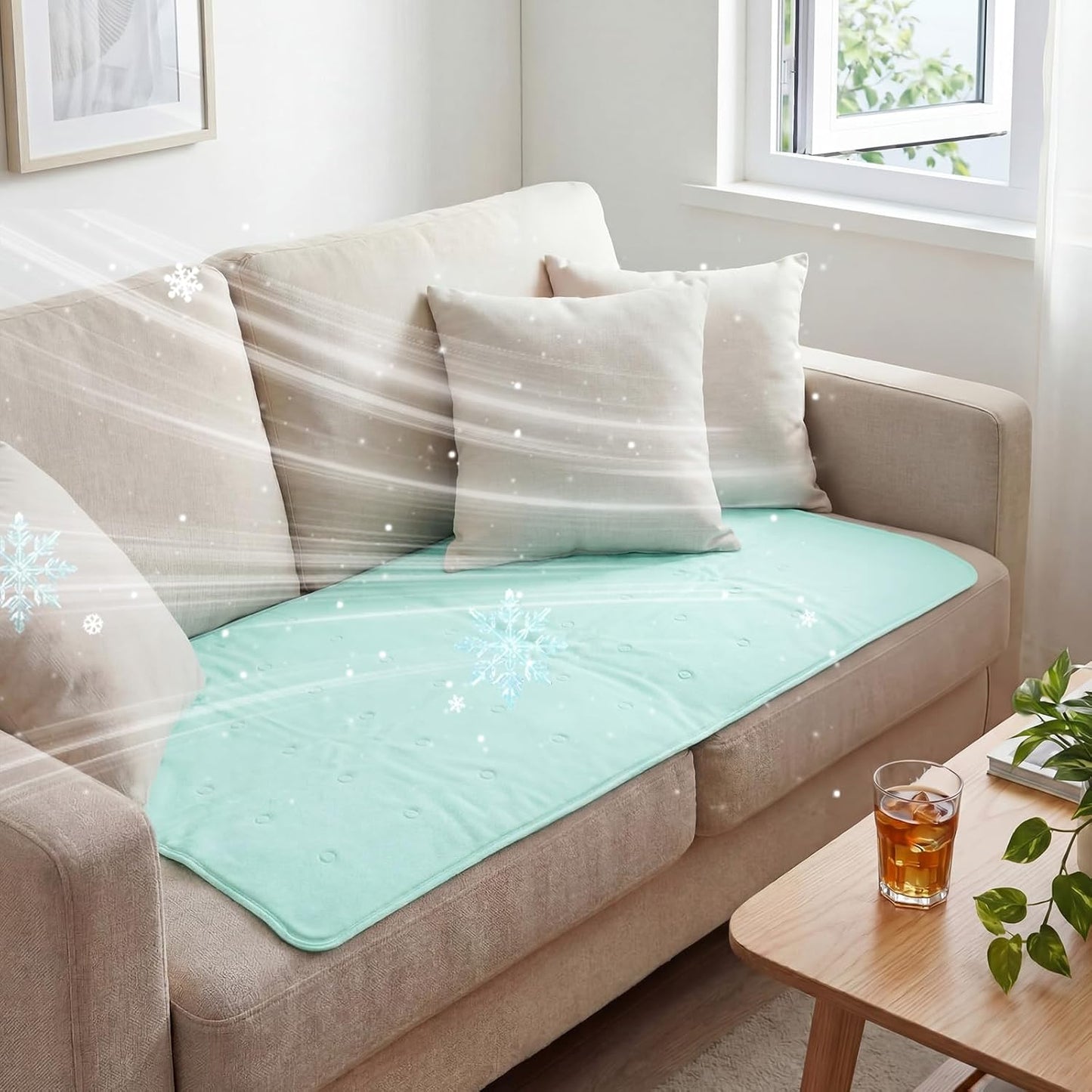 Drydiet Cooling Pad Mat for Bed Cooling Mattress Pad Gel for Sleep, Summer Hot Flashes, Adult, Pets, No Water or Electricity Required(Plain,48 x 28 Inch,Light Blue)