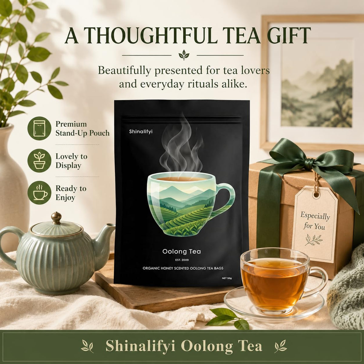 New Oolong Tea Whole Leaf Tea Bags,Help Cortisol Balancing Calming for Stress Relief, Digestion and Metabolism,High-Altitude Grown Loose Leaf Tea,Smooth, Aromatic,Vegan, Non-GMO,20 Bags(2)