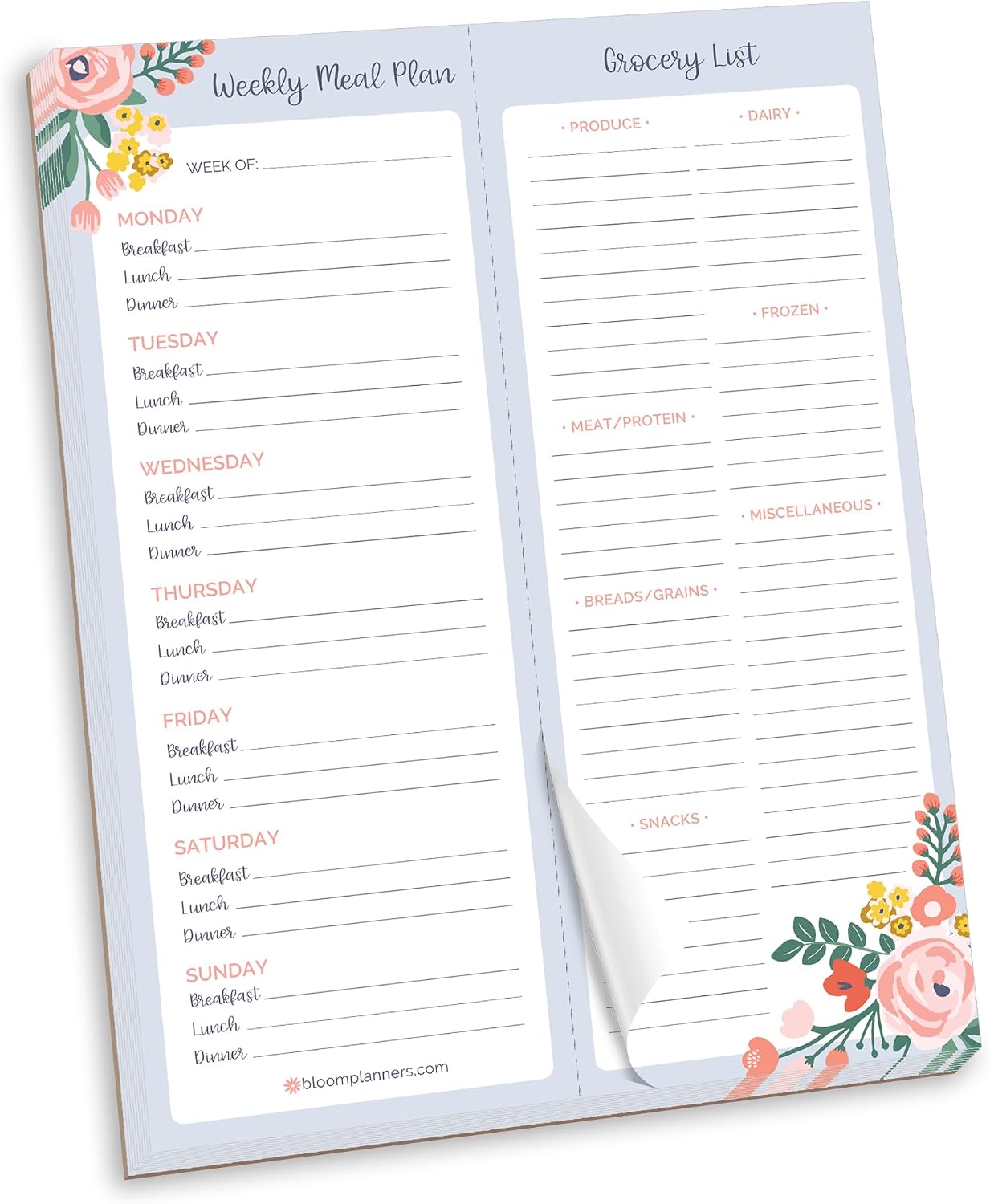 bloom daily planners Horizontal Weekly To Do List Notepad with 60 Undated Sheets - Weekly Desk Planner or Chore Pad with Priorities & Habit Tracker - 8.5” x 11” - Pastel