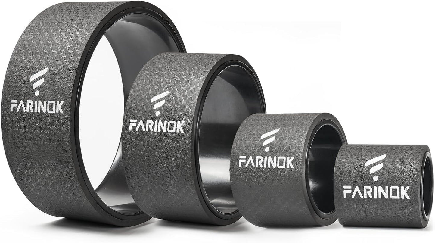 Yoga Wheel Set of 3+1, Upgraded 10MM Thick Back Wheels for Pain Relief & Stretching, Strongest Back Roller for Deep Tissue Massage, Improving Yoga Poses Backbend