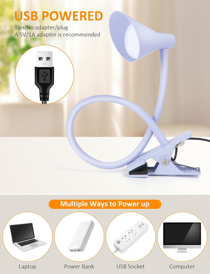 LiFMIRA Clip on Light USB Reading Light 3 Color Modes 10 Brightness Levels Eye Care Clamp Light Flexible Gooseneck Dimmable Reading Lamp Clip on Lamp for Bed Headboard Desk Bedside Dorm (Black)