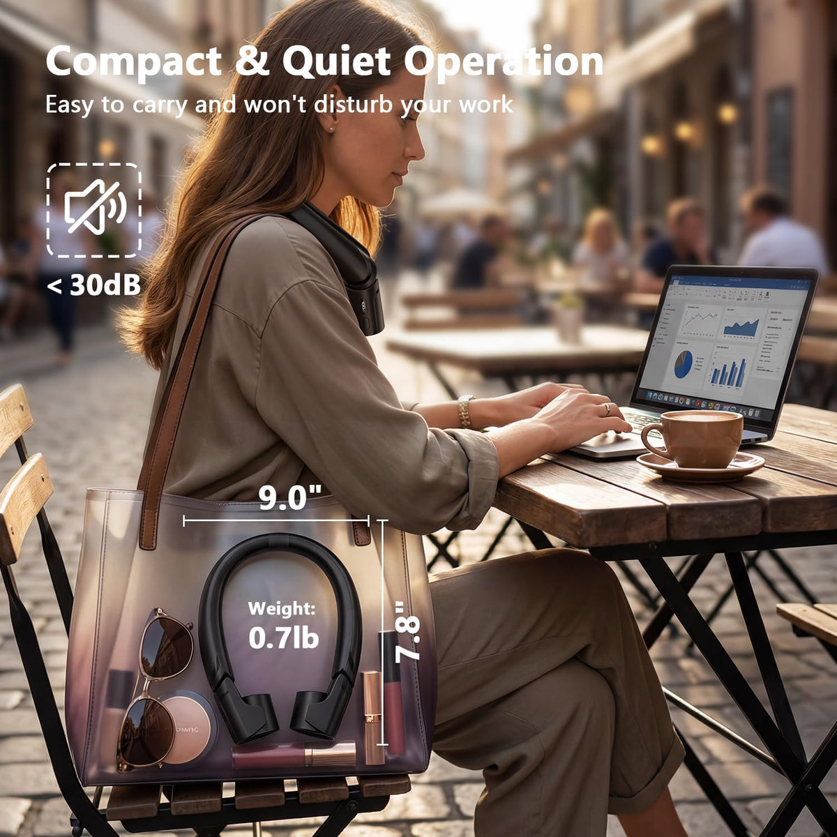 Mavax ChillGo Portable Neck Fan, 8000mAh Wearable Personal Cooler, 9000RPM High-Speed Motor with LED Display, Max 16H Runtime, 4‑Speed, Lightweight & Quiet, Ideal Gift for Men Women – Black