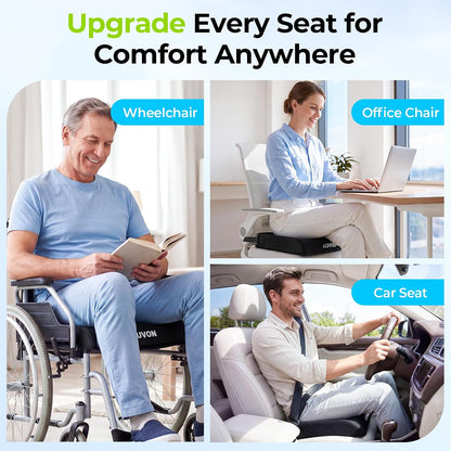 AUVON Gel Wheelchair Seat Cushion, Waterproof Cover, Pressure Sore & Ulcer | Ergonomic Chair Cushion with U-Cutout for Tailbone Pain, Back Pain Relief, Memory Foam Wheelchair Cushion, Anti-Slip