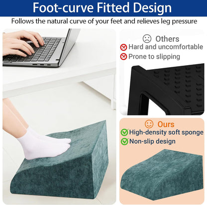 Foot Rest for Under Desk at Work, Ergonomic Under Desk Footrest with Washable Cover for Office, Home & Gaming Leg Elevation Pillow Black