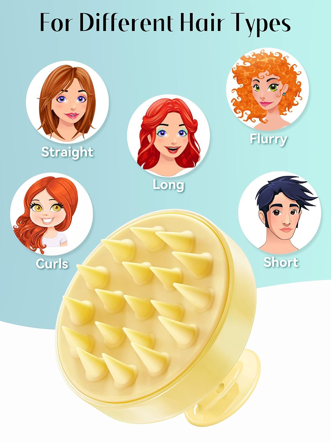 HEETA Scalp Massager Hair Growth, Soft Silicone Scalp Scrubber Shampoo Brush for Exfoliation, Dandruff Removal Head Massage Stress Relax, Wet & Dry Use for Thick Thin Curly Hair Care, Black