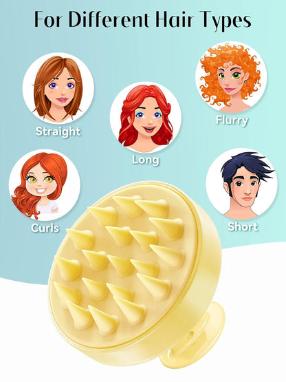 HEETA Scalp Massager Hair Growth, Soft Silicone Scalp Scrubber Shampoo Brush for Exfoliation, Dandruff Removal Head Massage Stress Relax, Wet & Dry Use for Thick Thin Curly Hair Care, Black