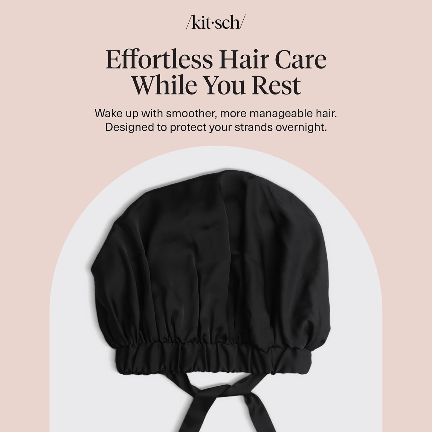 Kitsch XL Satin Bonnet for Sleeping - Softer Than Silk Bonnet For Sleeping Women - Secure Fit, Adjustable, Night Cap For Curly & Textured Hair - Prevents Breakage, Tangles & Thinning - Blush