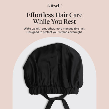 Kitsch XL Satin Bonnet for Sleeping - Softer Than Silk Bonnet For Sleeping Women - Secure Fit, Adjustable, Night Cap For Curly & Textured Hair - Prevents Breakage, Tangles & Thinning - Blush