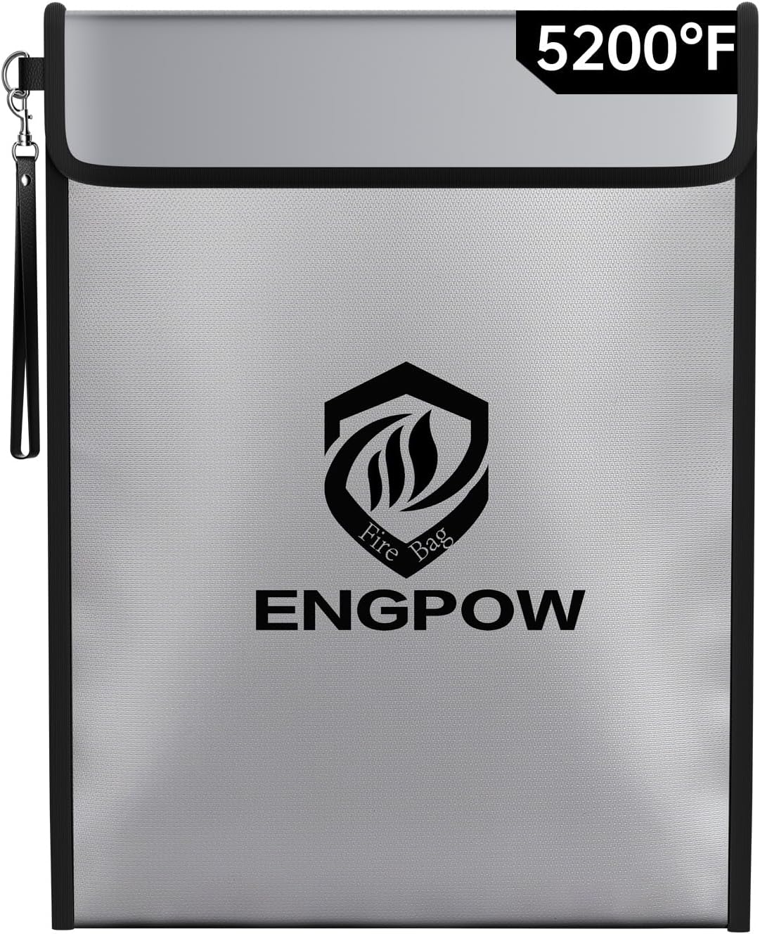 ENGPOW Fireproof Document Bag with Lock (5200℉),15”x 11” Fireproof Money Pouch with Zipper, Fireproof File Safe Storage Organizer Holder for Valuables,Cash,A4 Legal Important Documents and More
