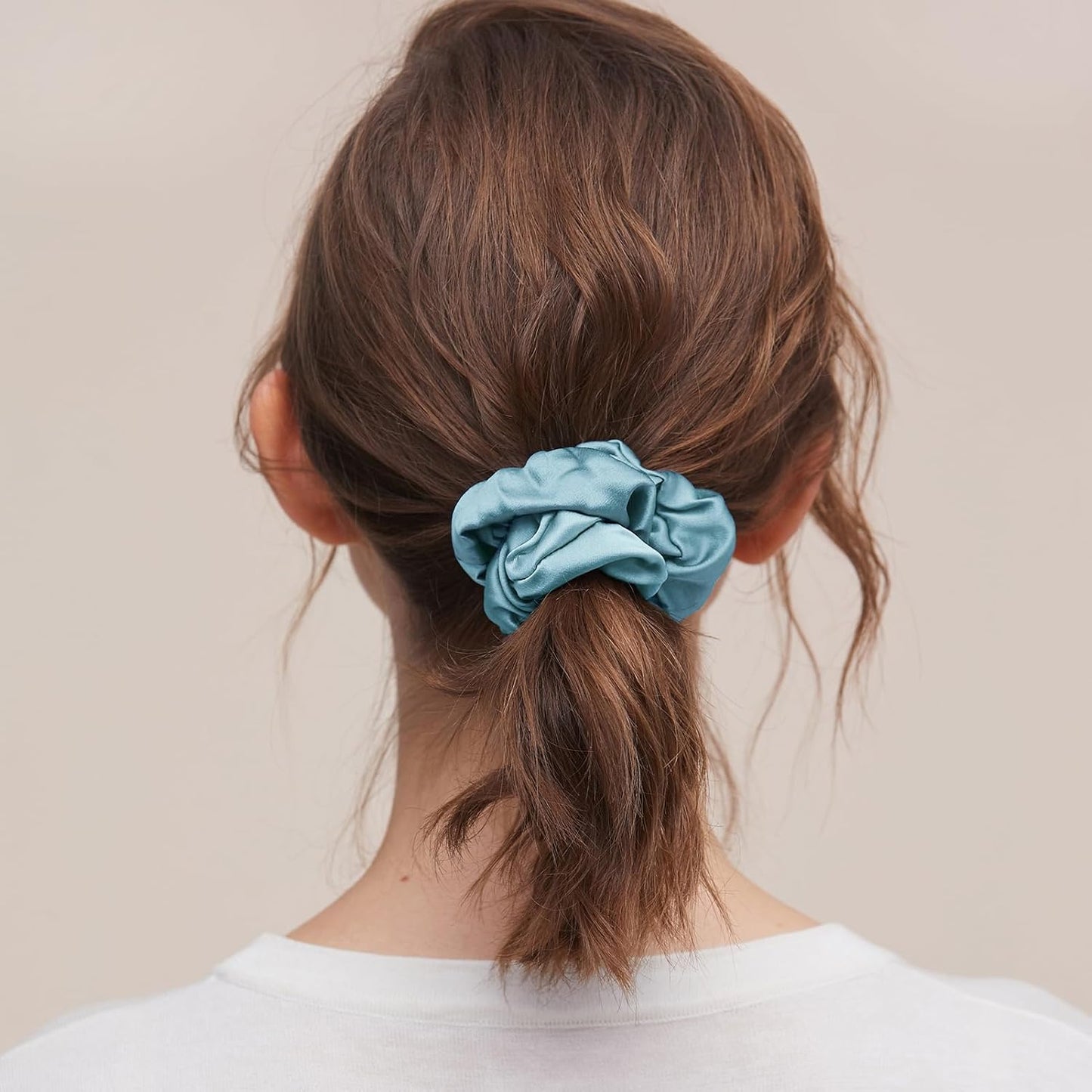 LILYSILK Silk Hair Scrunchies / Ties for Frizz & Breakage Prevention, 100% Mulberry, No Damage, Elastic ponytail Holders, 1Pc, Coffee - Colors B