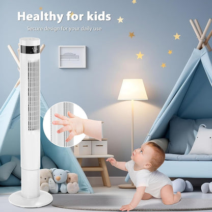 Antarctic Star Tower Fan 85°Oscillating Fan Quiet Cooling 12H Timer Remote Control Bladeless Electric 3 Speeds Wind 3 Modes, 42INCH, PINK